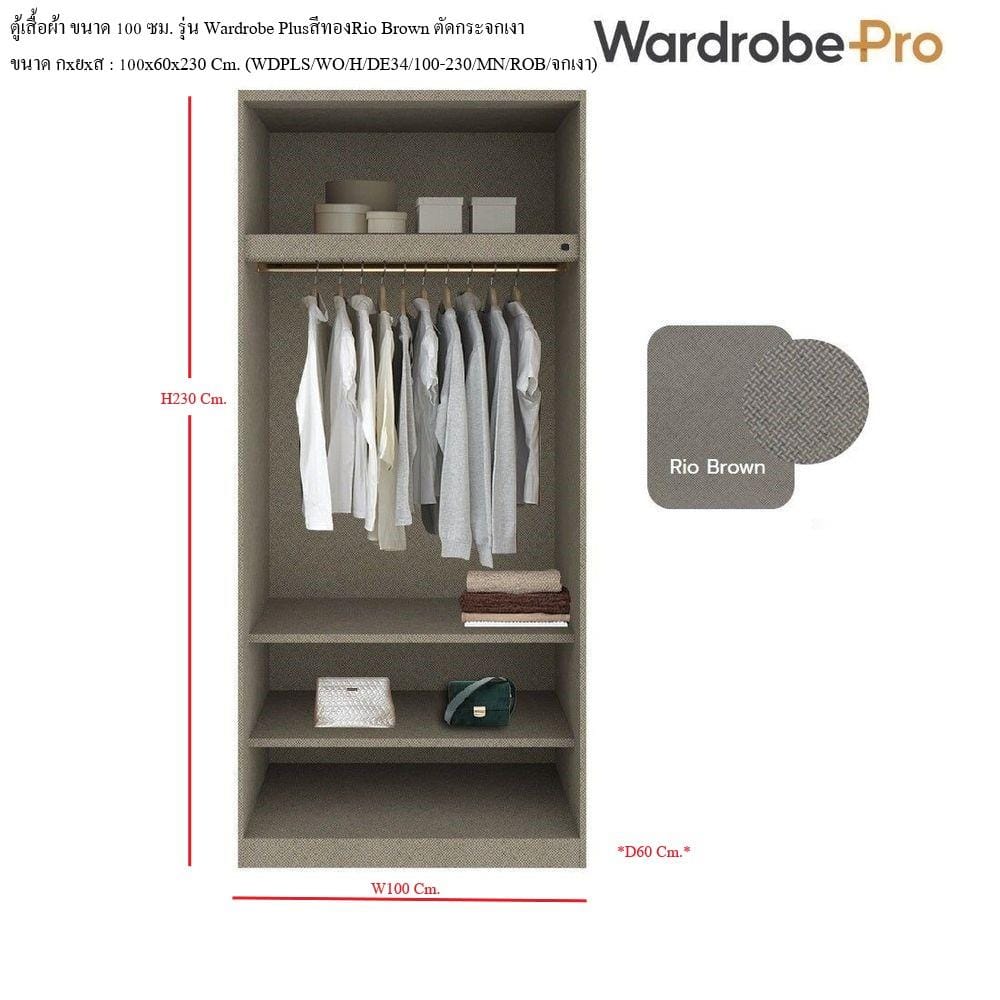 ตู้เสื้อผ้า 2 บานเปิด SB BUILT IN WARDROBE PLUS 59061319 100 ซม. สีทอง/RIO BROWN
