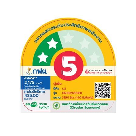 ตู้เย็น 2 ประตู LG GN-B392PGFB.ABMPLMT 14 คิว กระจกดำ อินเวอร์เตอร์_6