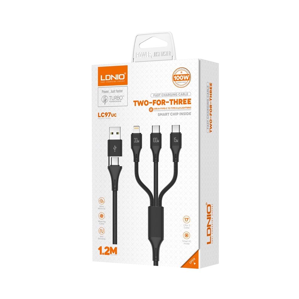 สายชาร์จ 3 IN 1 LDNIO LC97UC 1.2 เมตร