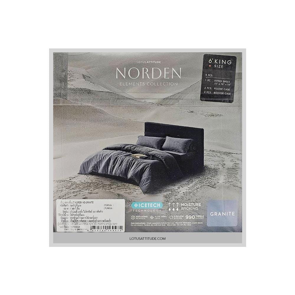 ชุดผ้าปูที่นอน 6 ฟุต 5 ชิ้น LOTUS ATTITUDE ELEMENTS GRANITE