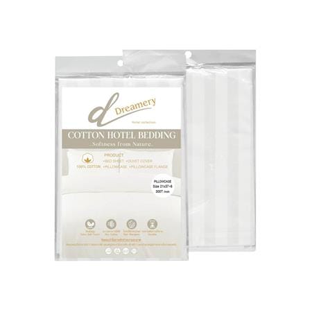 ปลอกหมอนหนุน DREAMERY CT300T STRIP 21X37 นิ้ว สีขาว (แพ็ก 2 ชิ้น)_1