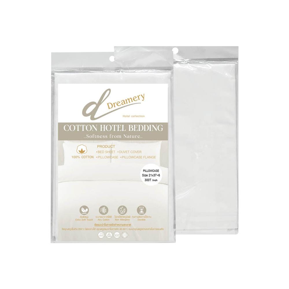 ปลอกหมอนหนุน DREAMERY CT300T SATEEN 21X37 นิ้ว สีขาว (แพ็ก 2 ชิ้น)