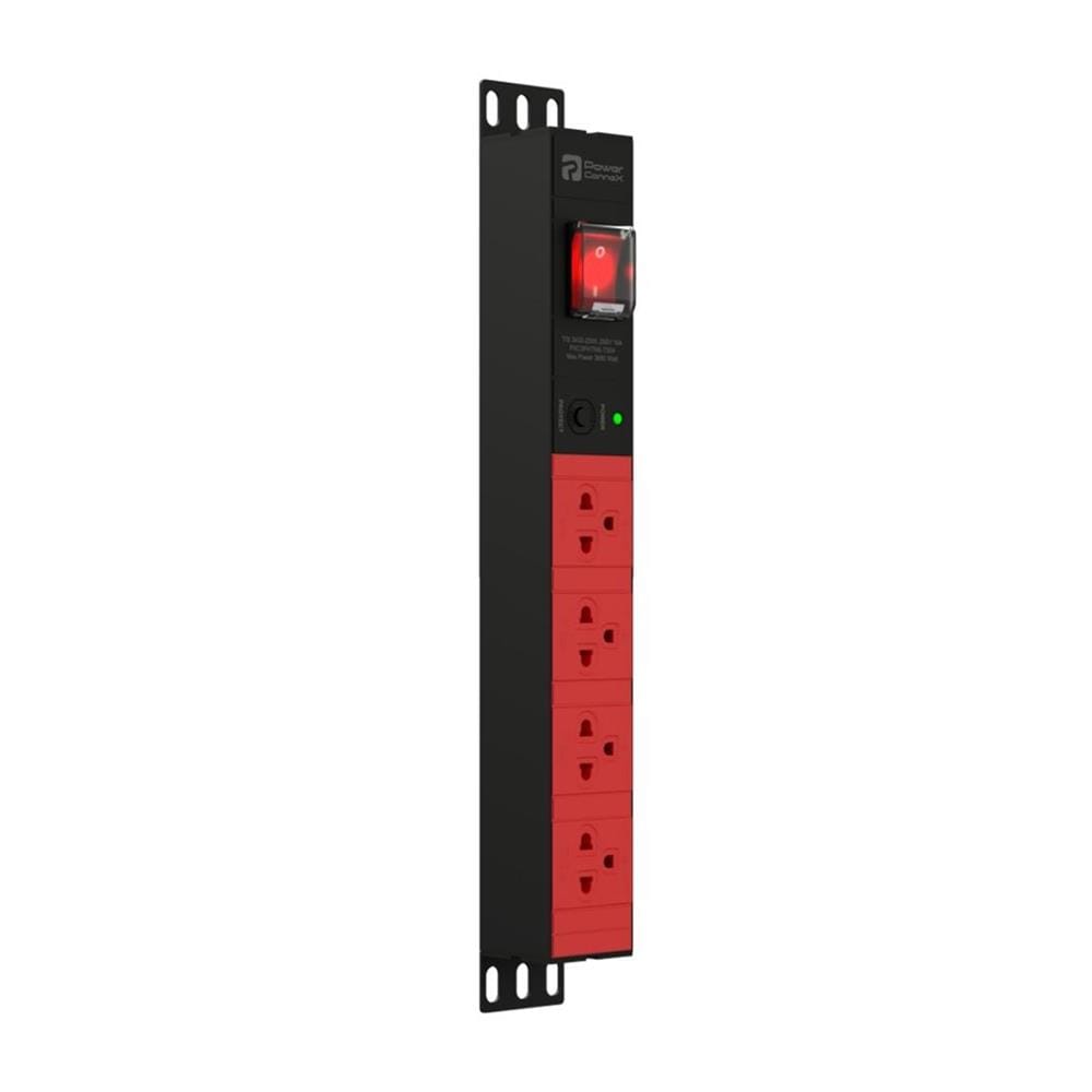 รางปลั๊กไฟ 4 ช่อง 1 สวิตช์ POWERCONNEX PXC5PHTNS-TS04-5 16 แอมป์ 5 ม. สีแดง/ดำ