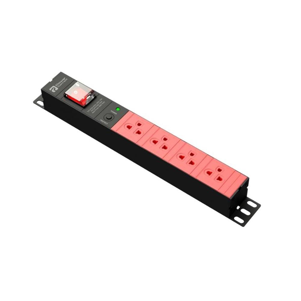 รางปลั๊กไฟ 4 ช่อง 1 สวิตช์ POWERCONNEX PXC5PHTNS-TS04-5 16 แอมป์ 5 ม. สีแดง/ดำ