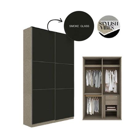 ตู้เสื้อผ้าบานเลื่อน SB BUILT IN WARDROBE PRIME 59060952 120 ซม. สี RIO BROWN_1