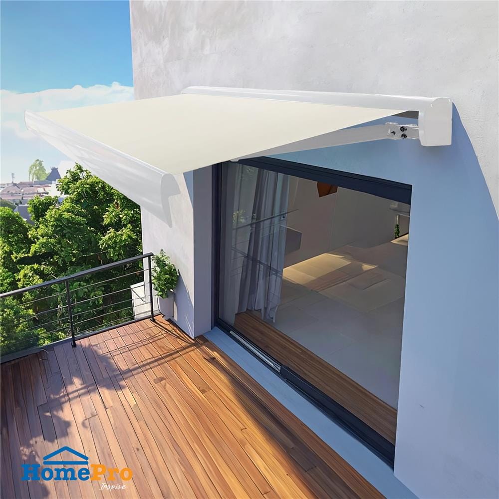 กันสาดผ้าพับได้ 2 ระบบ SUNSHIELD 395x300 ซม. สีเบจ
