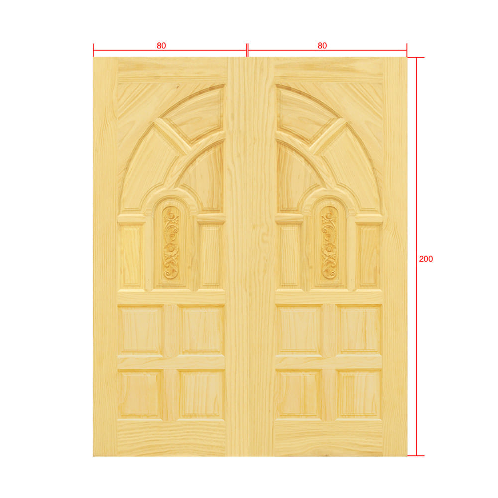 ประตูไม้สน บานคู่ ไม่เจาะลูกบิด D2D ECO PINE - 555 80x200 ซม. สีธรรมชาติ