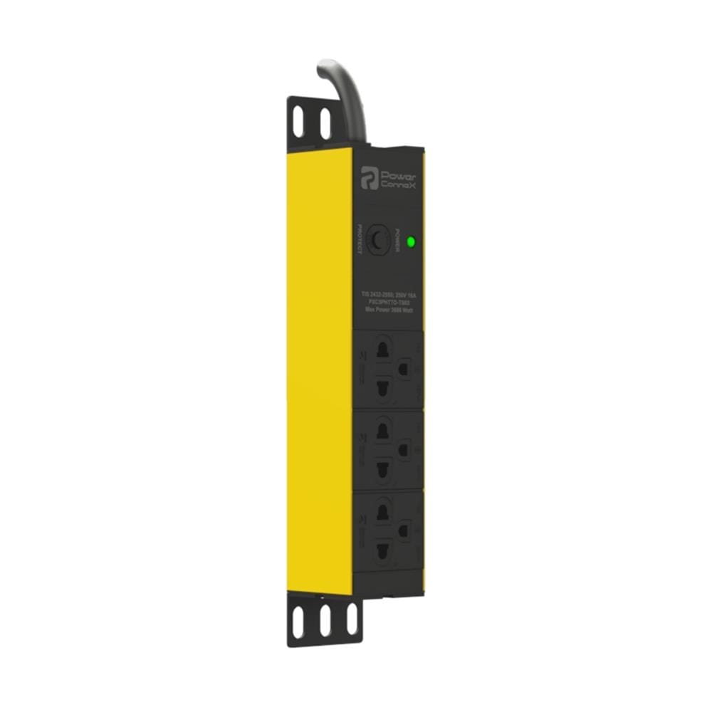 รางปลั๊กไฟ 3 ช่อง POWERCONNEX PXC5HTTO-TS03 16 แอมป์ 2 ม. สีเหลือง/ดำ