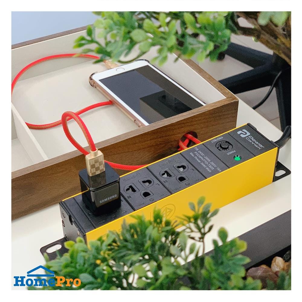 รางปลั๊กไฟ 3 ช่อง POWERCONNEX PXC5HTTO-TS03 16 แอมป์ 2 ม. สีเหลือง/ดำ