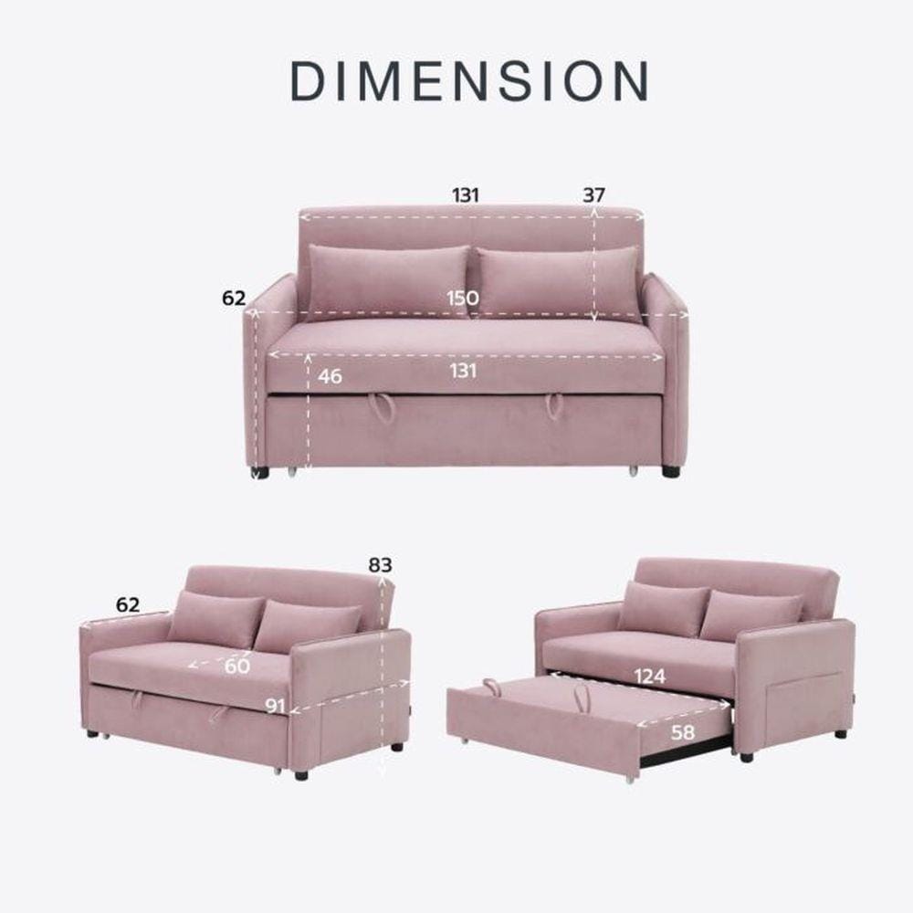 โซฟาเบด 2 ที่นั่ง SB FURNITURE BONDANIE 19234946 สีชมพู