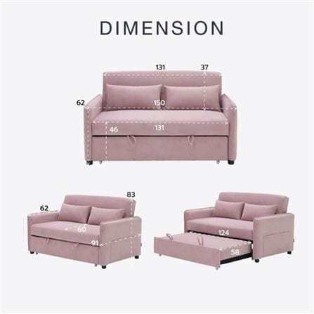 โซฟาเบด 2 ที่นั่ง SB FURNITURE BONDANIE 19234946 สีชมพู_8