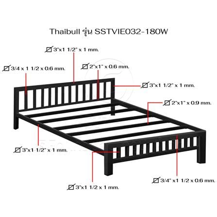 เตียงเหล็ก 6 ฟุต THAIBULL SSTVIE032-180W สีดำ_8