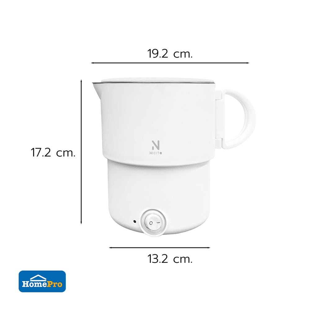 กาต้มน้ำไฟฟ้าพกพา NIKITO HF051B-3 0.9 ลิตร สีขาว