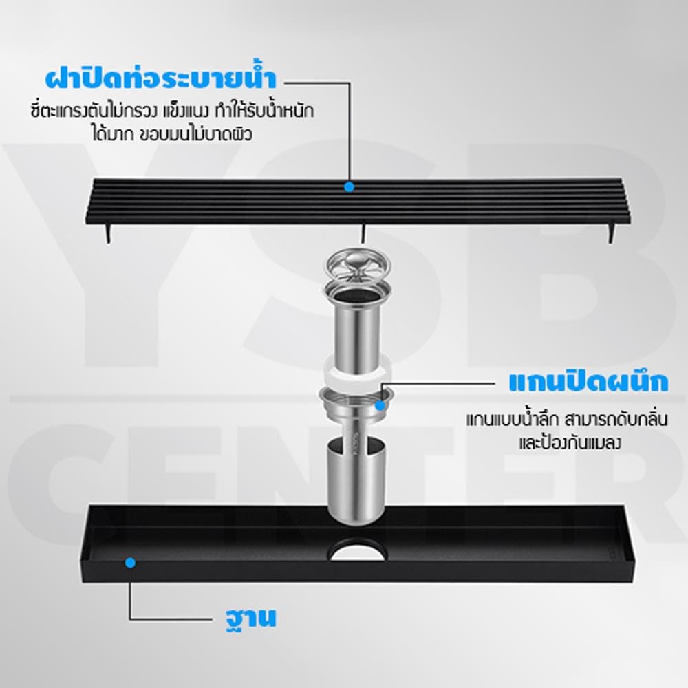 รางน้ำทิ้ง CASSA CL0242 100 ซม. สีดำ