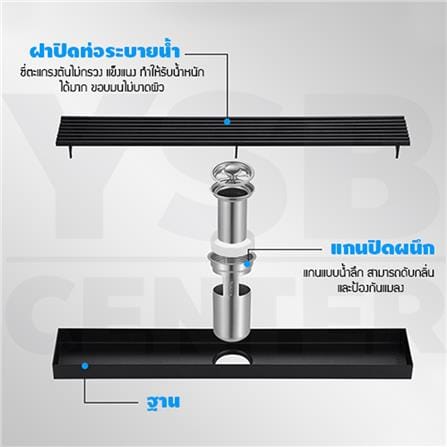 รางน้ำทิ้ง CASSA CL0242 100 ซม. สีดำ_2