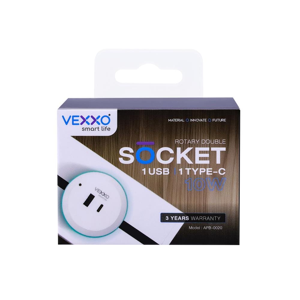 เต้ารับไร้สาย VEXXO USB TYPE A/C APB-0020 10 วัตต์ สีขาว