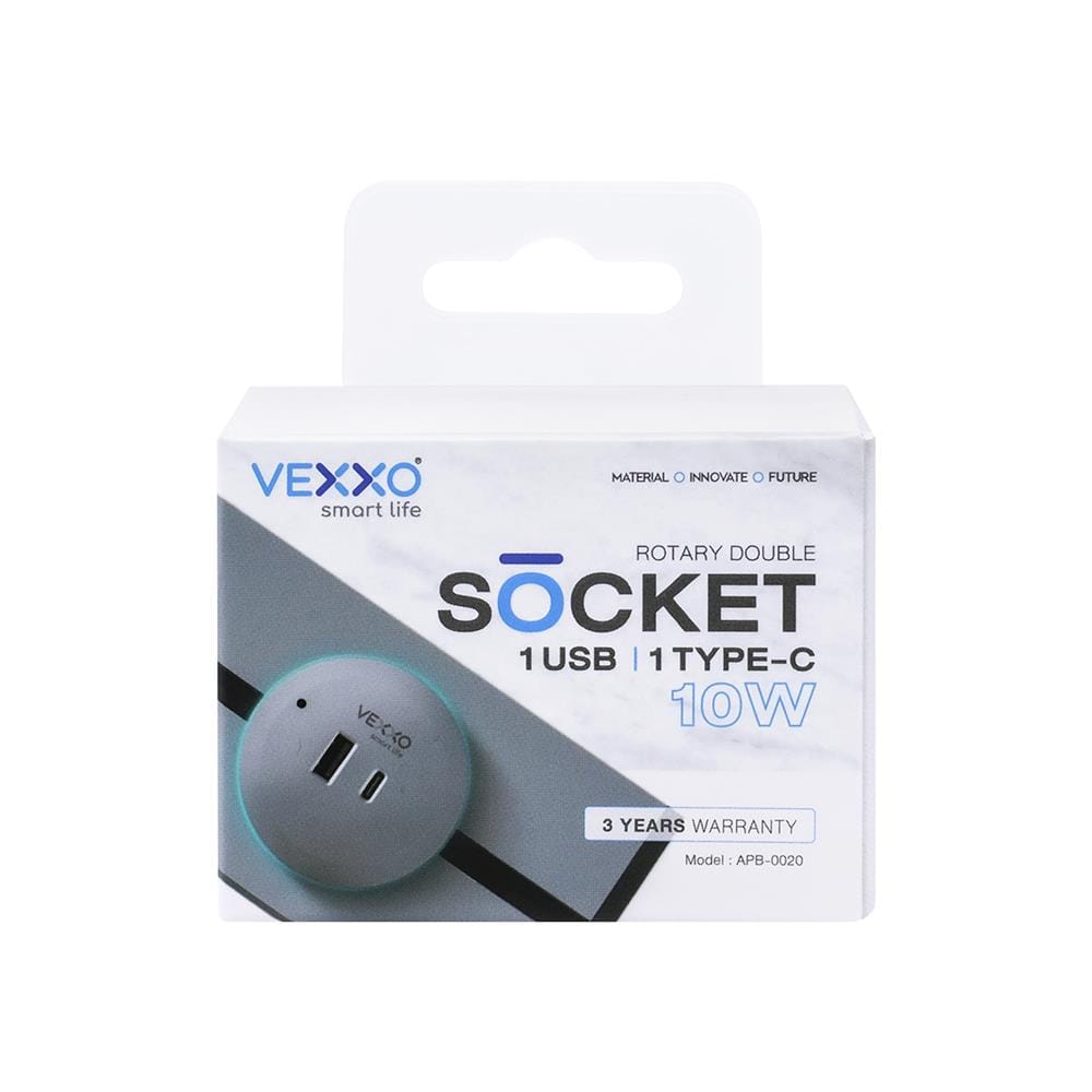 เต้ารับไร้สาย VEXXO USB TYPE A/C APB-0020 10 วัตต์ สีดำ
