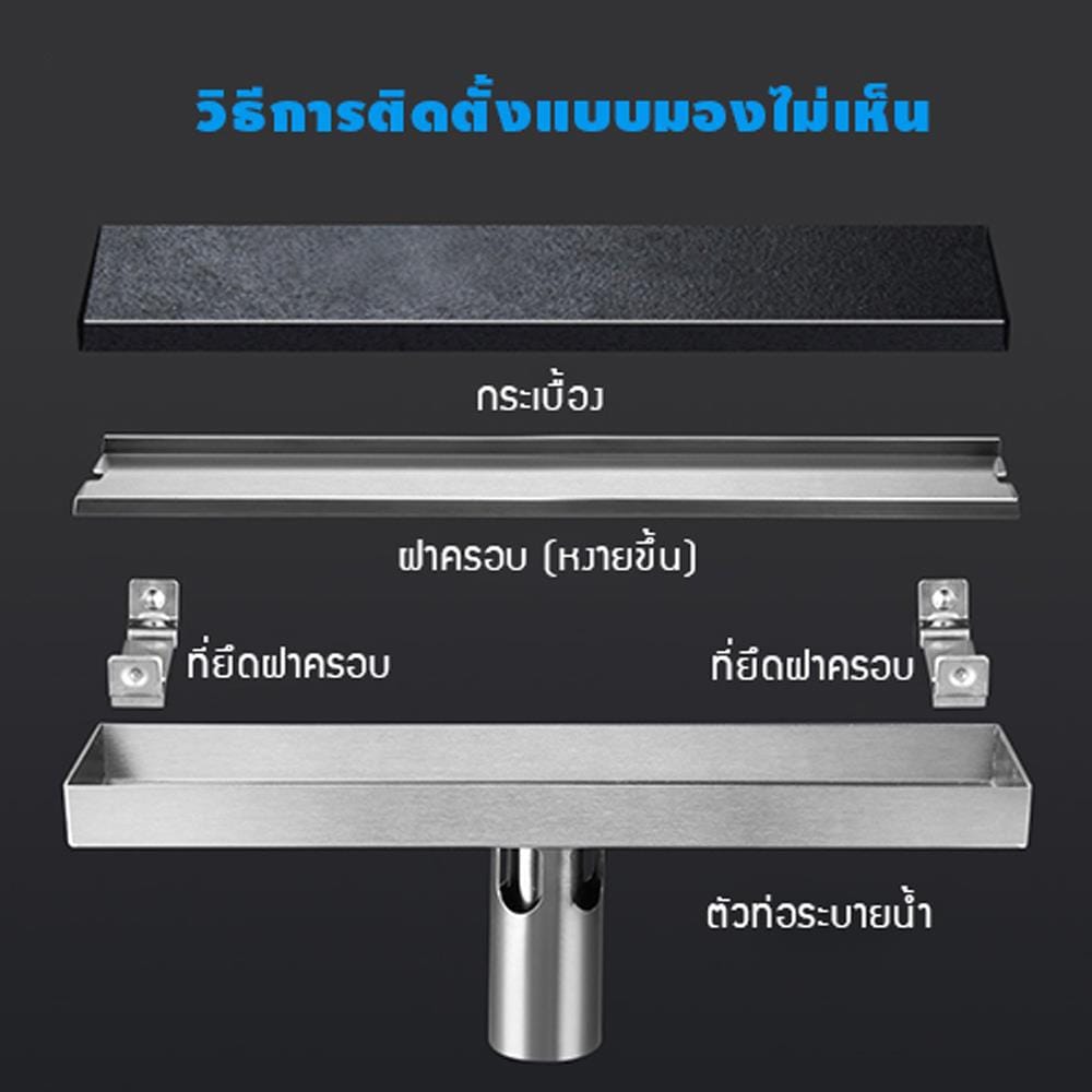 รางน้ำทิ้ง CASSA CL0198 80 ซม. สีเงิน