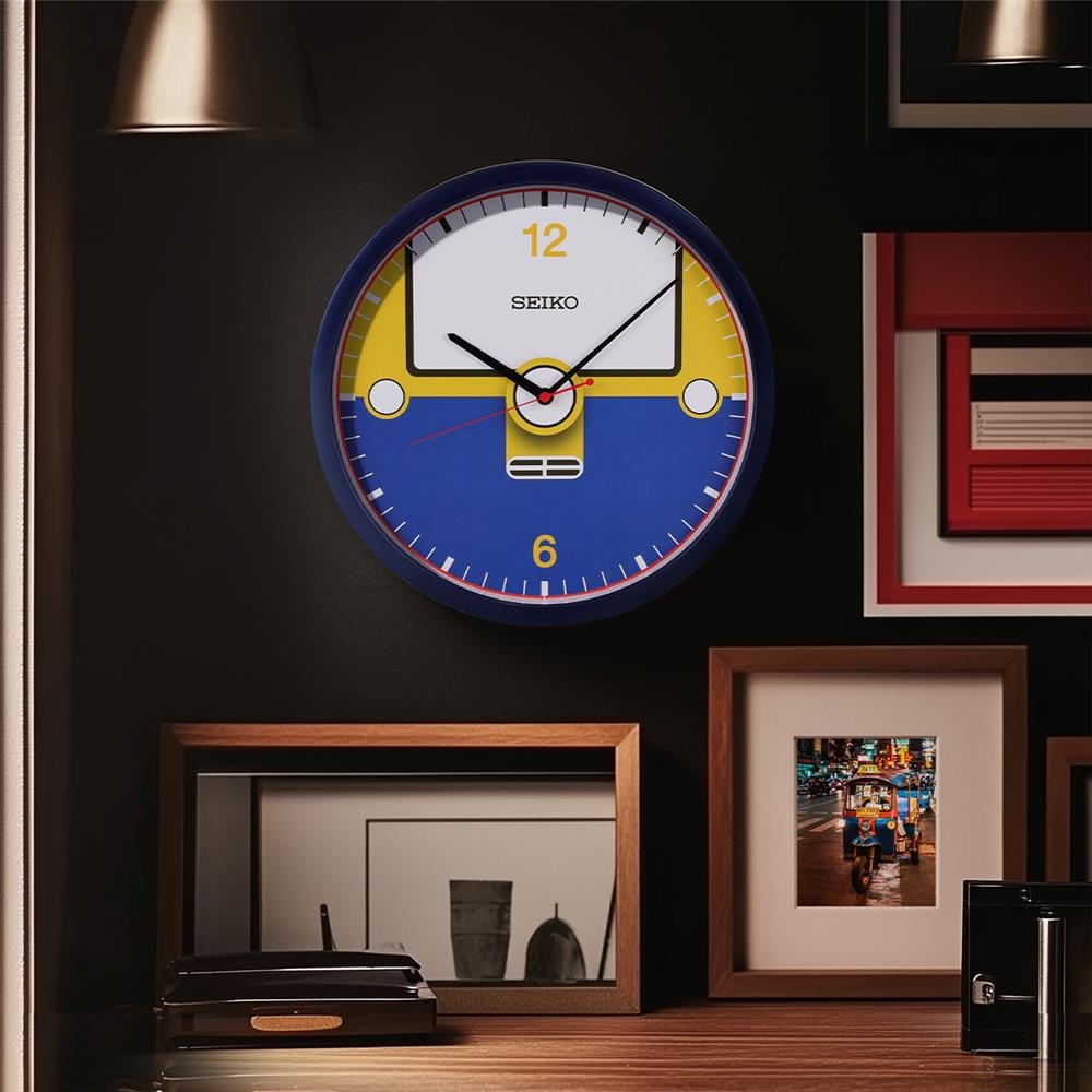 นาฬิกาแขวน SEIKO CLOCKS PJA020L 14.1 นิ้ว สีเหลือง/น้ำเงิน