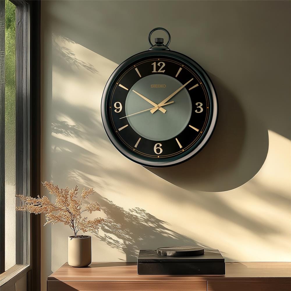 นาฬิกาแขวน SEIKO CLOCKS QXA843K 16.6X14 นิ้ว สีดำ