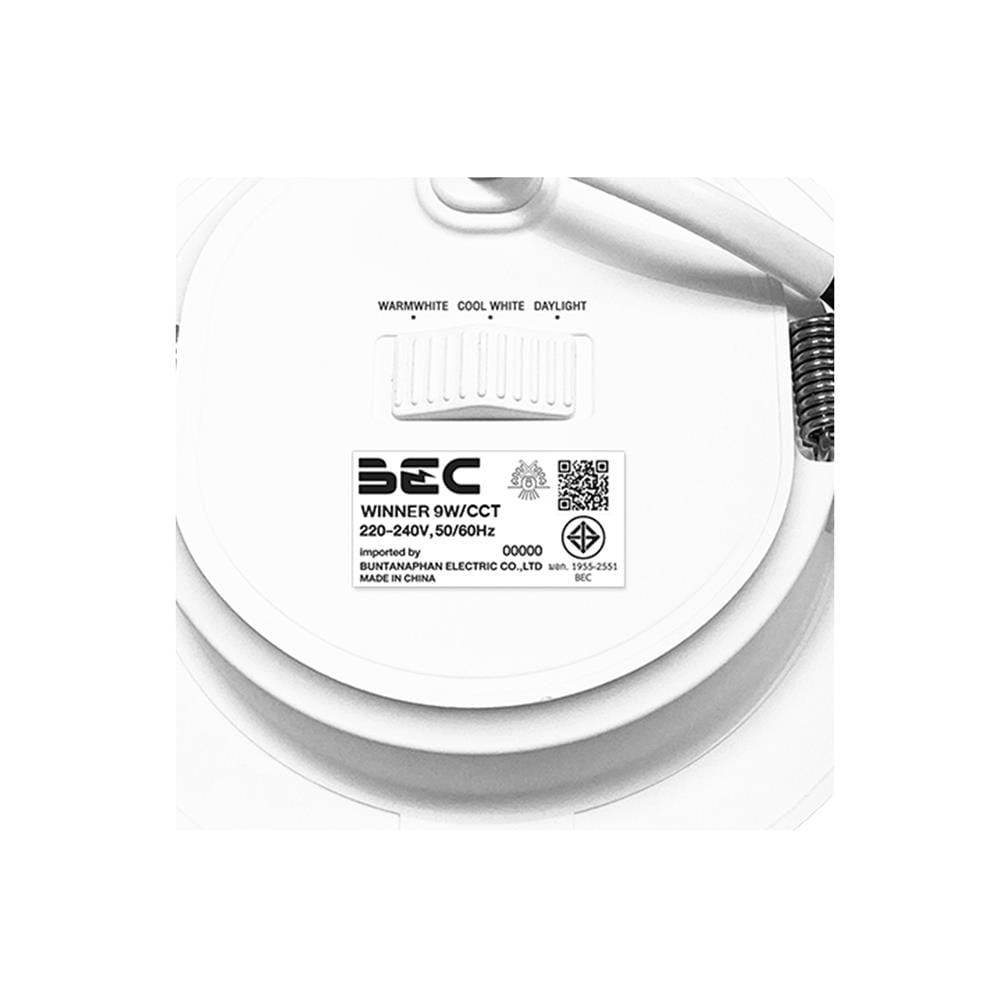 ดาวน์ไลท์ LED BEC WINNER 4.5 นิ้ว 9 วัตต์ DAYLIGHT/COOL WHITE/WARM WHITE สีขาว
