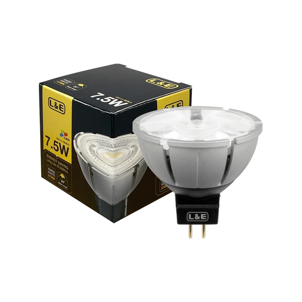 หลอด LED L&E MR16/PAR DIM 12V 24D 7.5 วัตต์ WARM WHITE GU5.3