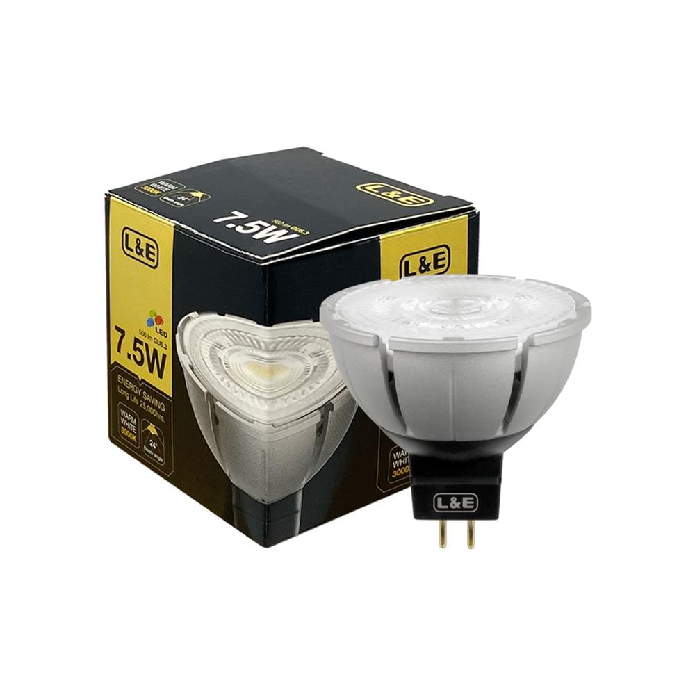 หลอด LED L&E MR16/PAR DIM 12V 24D 7.5 วัตต์ WARM WHITE GU5.3