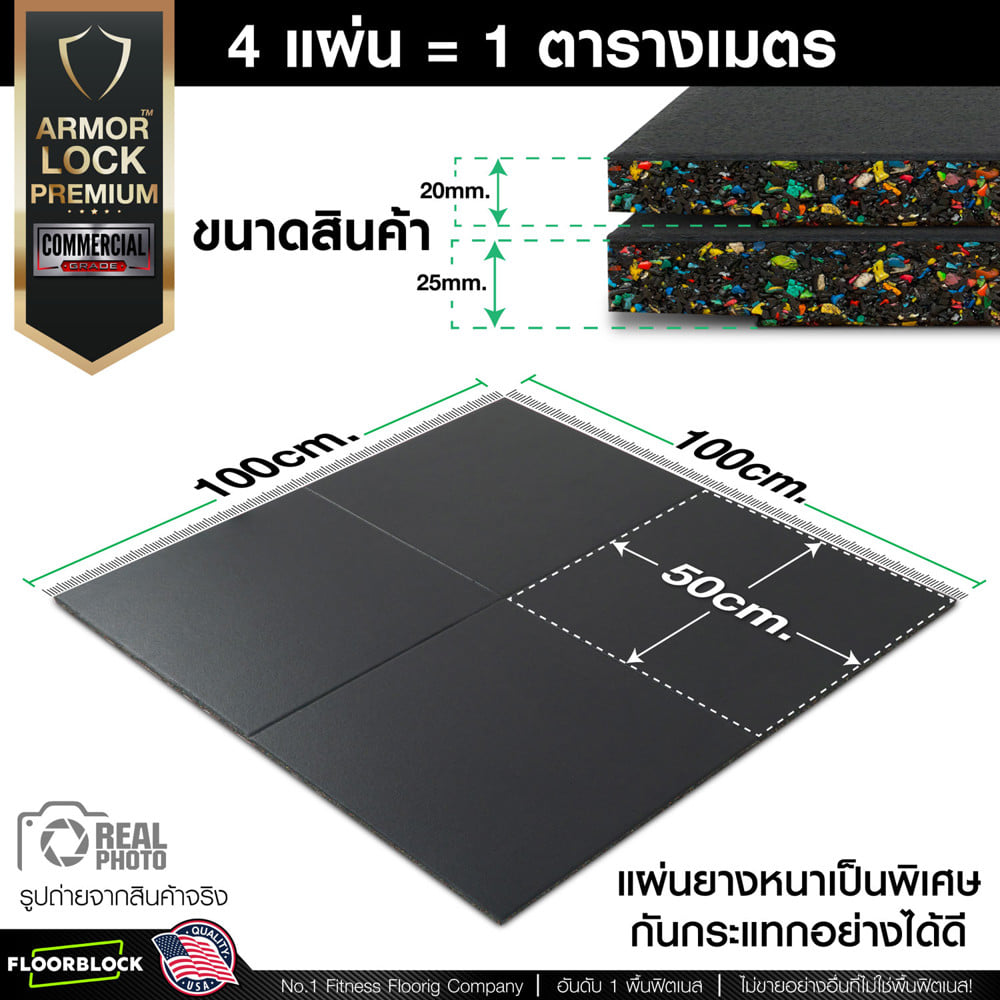 แผ่นยางกันกระแทก 20 มม. IRONTEC ARMOR LOCK PREMIUM