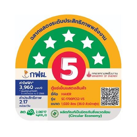 ตู้เครื่องดื่ม 2 ประตู HAIER SC-1700PCS2-LED-V5 36 คิว สีขาว_2