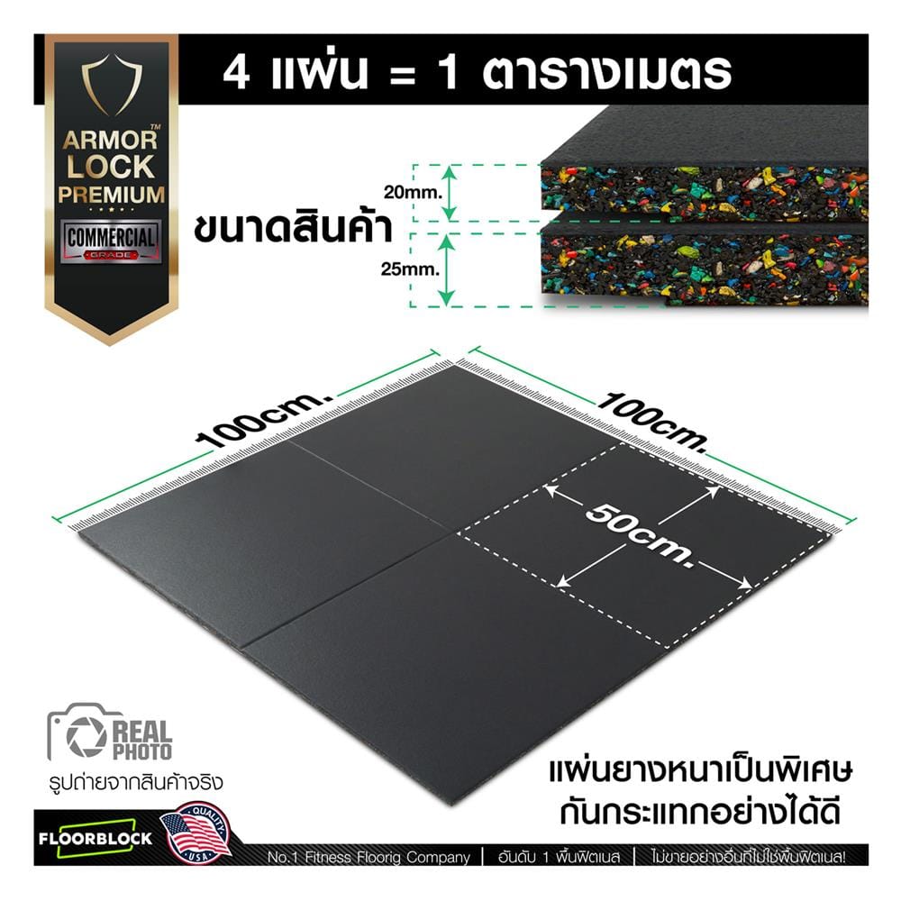 แผ่นยางกันกระแทก 25 มม. IRONTEC ARMOR LOCK PREMIUM