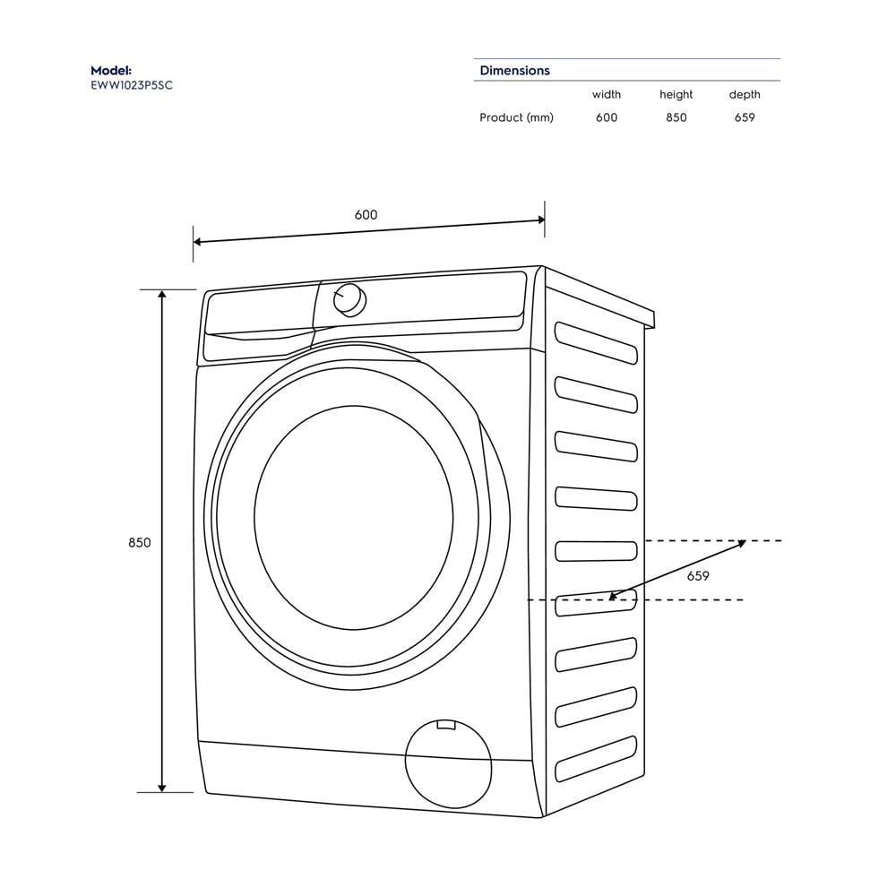 เครื่องซักอบผ้าฝาหน้าพร้อมขาตั้ง ELECTROLUX EWW1023P5SC 10/7 กก. 1200RPM อินเวอร์เตอร์ สีเทาเข้ม