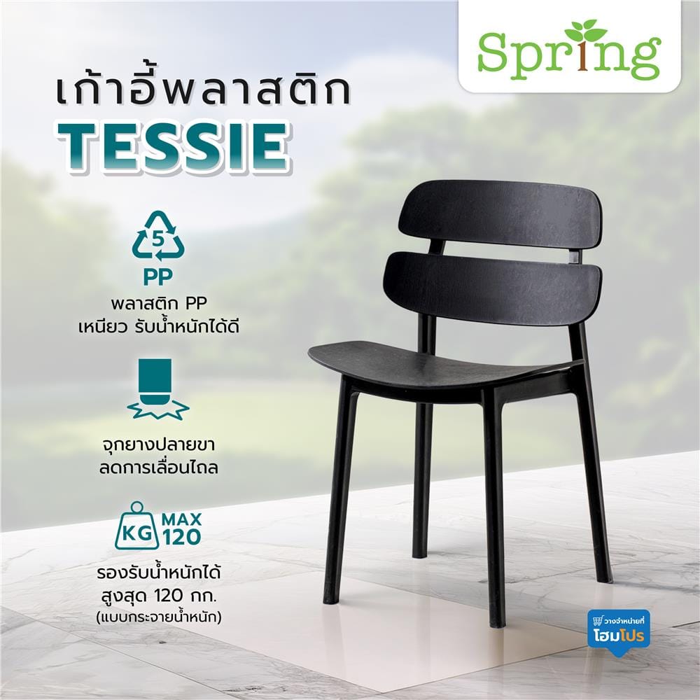 เก้าอี้พลาสติก SPRING TESSIE สีดำ