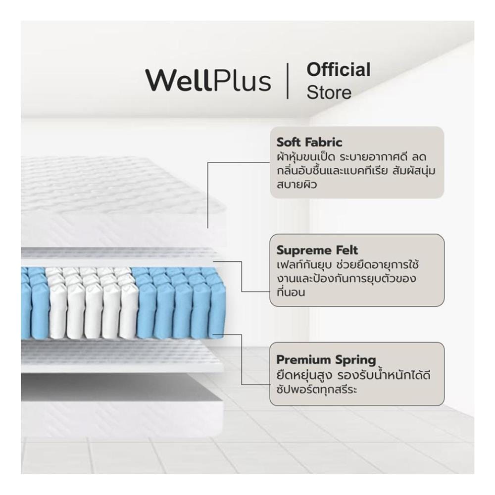 ที่นอนสปริง 5 ฟุต WELLPLUS รุ่น VALERIE