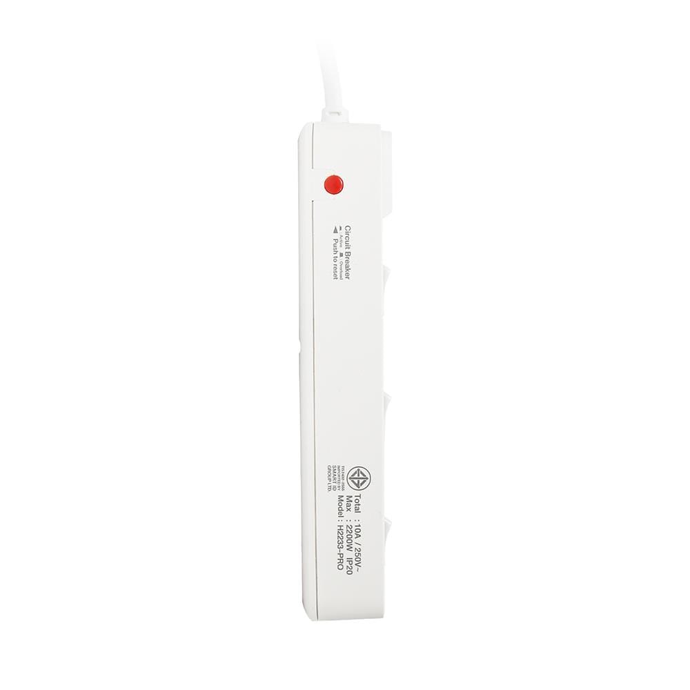 รางปลั๊กไฟ 3 ช่อง 3 สวิตช์ ANITECH H2233-PRO 10 แอมป์ 3 ม. สีขาว (1 แถม 1)