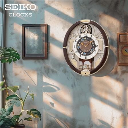 นาฬิกาแขวน SEIKO CLOCKS QXM289B 18.3X15.1 นิ้ว สีน้ำตาล_3