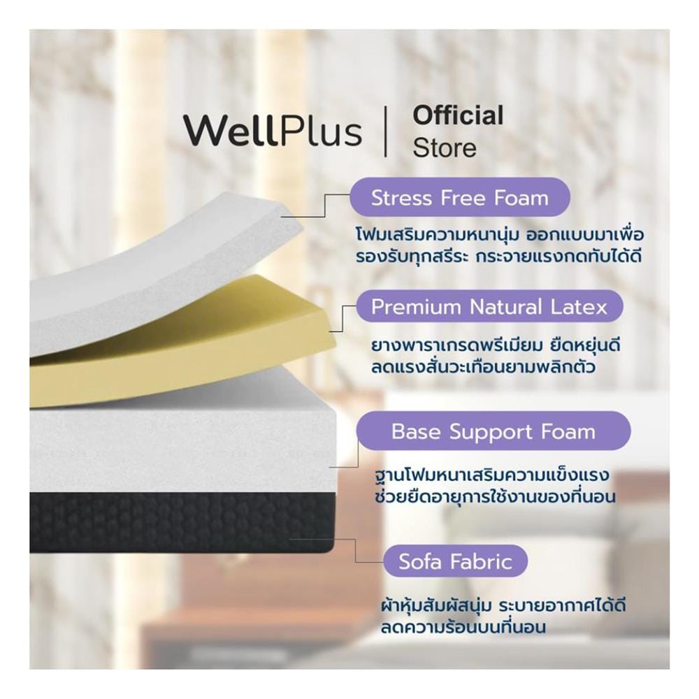ที่นอนยางพารา 3.5 ฟุต WELLPLUS รุ่น CHET