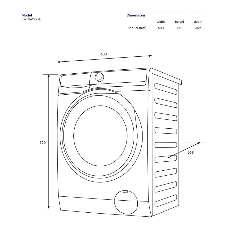 เครื่องซักผ้าฝาหน้าพร้อมขาตั้ง ELECTROLUX EWF1143R7SC 11K กก. 1400RPM อินเวอร์เตอร์ สีเทาเข้ม