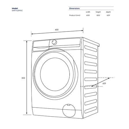 เครื่องซักผ้าฝาหน้าพร้อมขาตั้ง ELECTROLUX EWF1143R7SC 11K กก. 1400RPM อินเวอร์เตอร์ สีเทาเข้ม_9