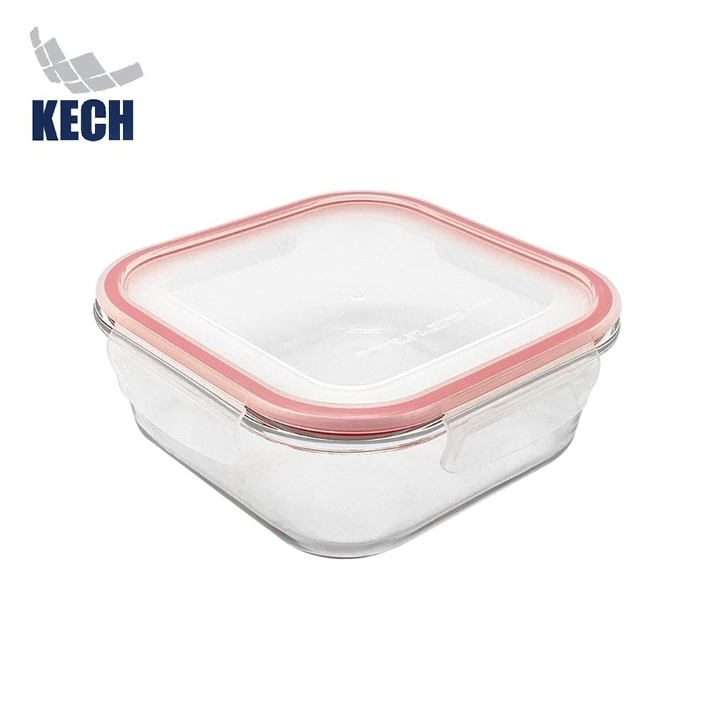 กล่องอาหารแก้วจัตุรัส 1.2 ลิตร KECH RUMI สีแดง