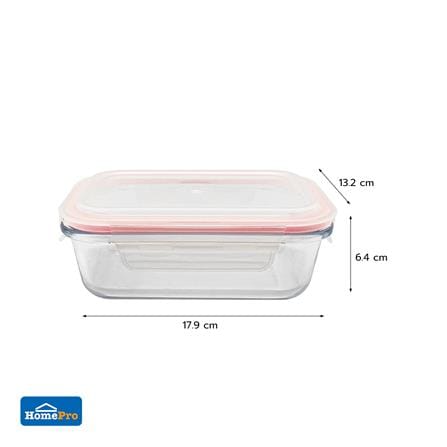 กล่องอาหารแก้วผืนผ้า 0.6 ลิตร KECH RUMI สีชมพู_5