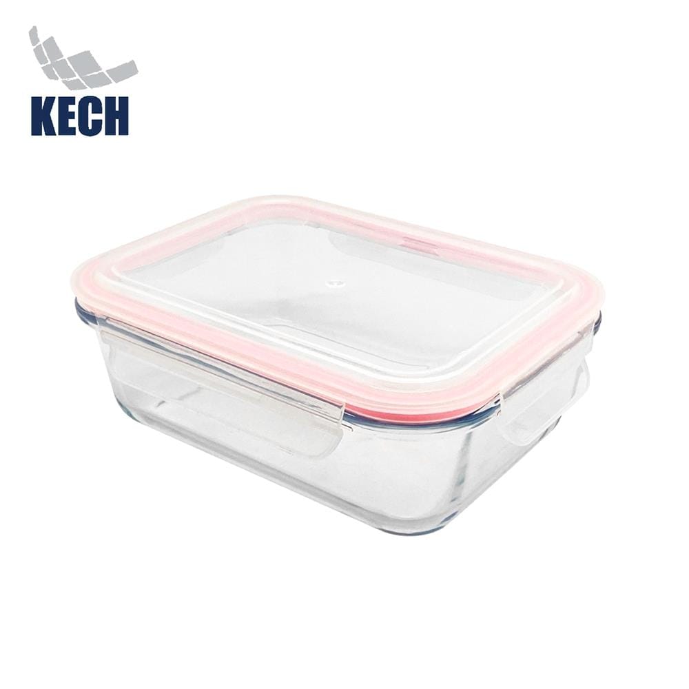 กล่องอาหารแก้วผืนผ้า 1 ลิตร KECH RUMI สีชมพู