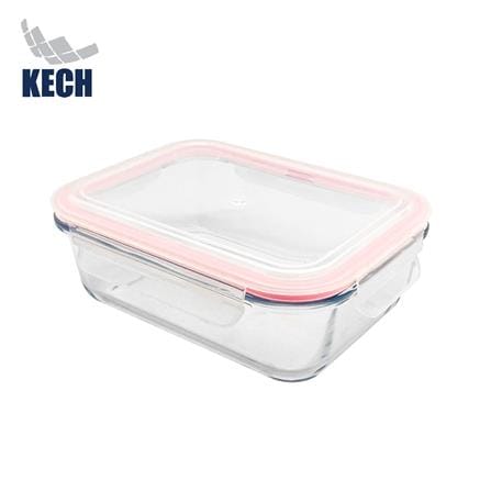 กล่องอาหารแก้วผืนผ้า 1 ลิตร KECH RUMI สีชมพู_0