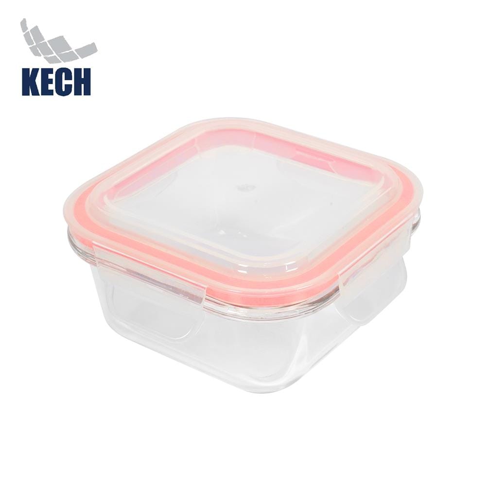 กล่องอาหารแก้วจัตุรัส 0.3 ลิตร KECH RUMI สีแดง