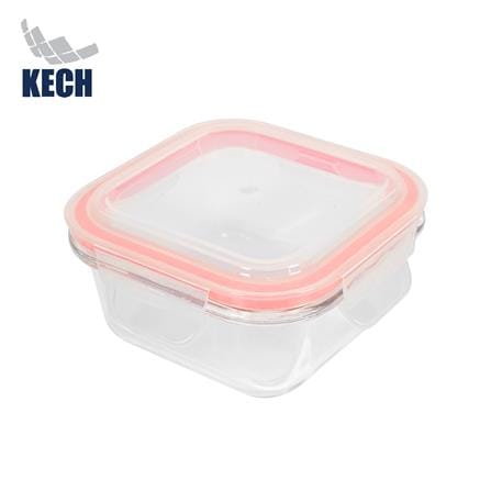 กล่องอาหารแก้วจัตุรัส 0.3 ลิตร KECH RUMI สีแดง_0