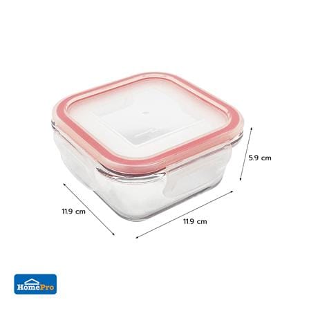 กล่องอาหารแก้วจัตุรัส 0.3 ลิตร KECH RUMI สีแดง_5