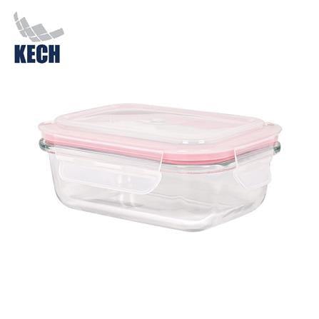 กล่องอาหารแก้วผืนผ้า 0.37 ลิตร KECH RUMI สีชมพู_0