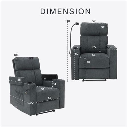 RECLINER SB FURNITURE EASE 19233943 สีเทาเข้ม_5