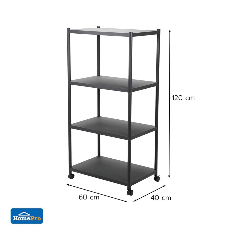 ชั้นวางของ 4 ชั้น STACKO BRISK 60X40X120 ซม. สีดำ