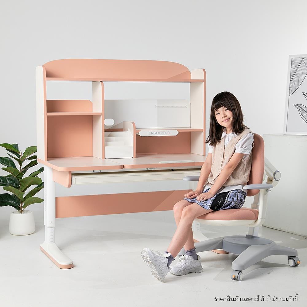 โต๊ะเขียนหนังสือปรับระดับ ERGOTREND KIDS 120 ซม. สีขาว/ชมพู