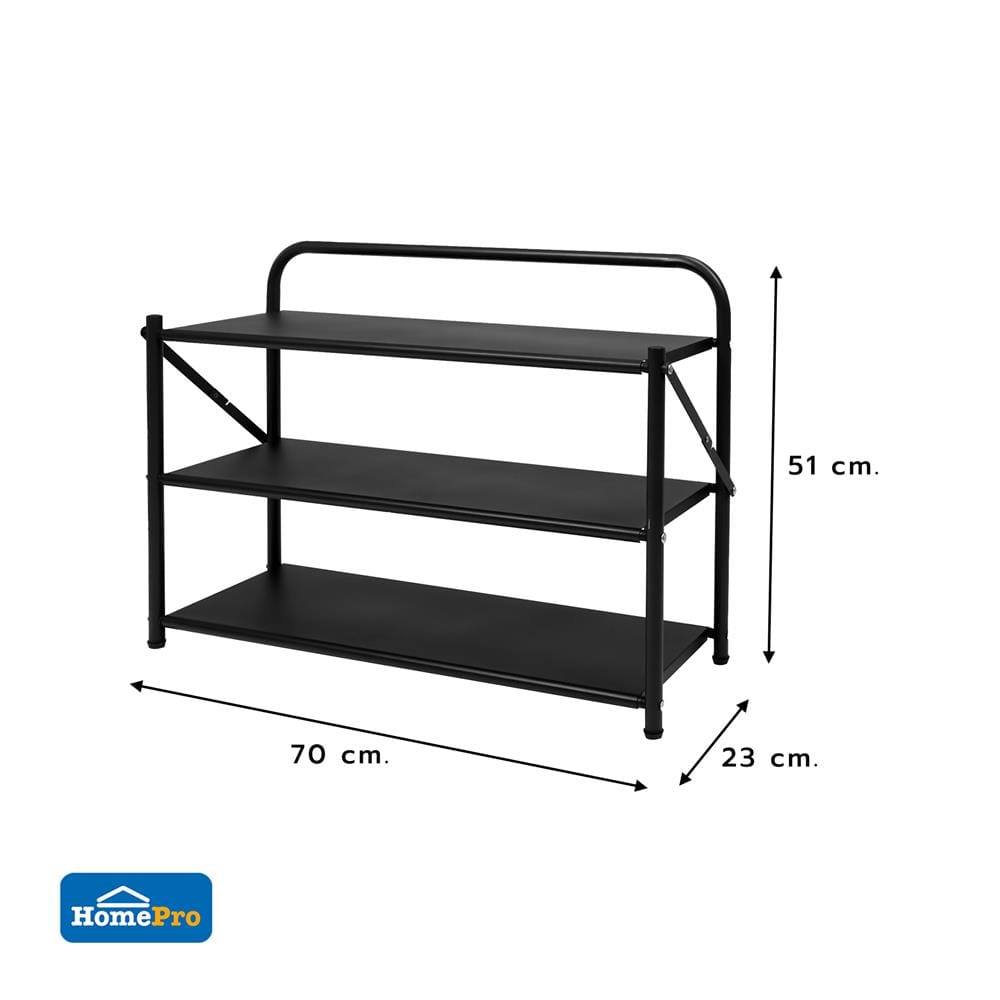 ชั้นวางรองเท้า 3 ชั้น STACKO BRISK 70X23X51 ซม. สีดำ
